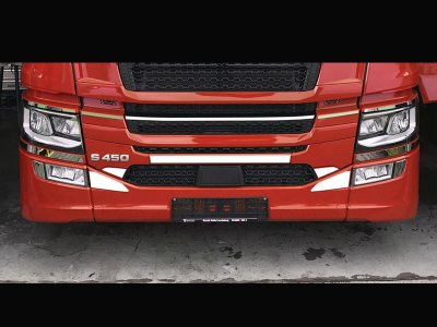Detalj för montering runt strålkastarna & stötfångaren i Rostfritt stål till Scania R/S-serien från 2017-